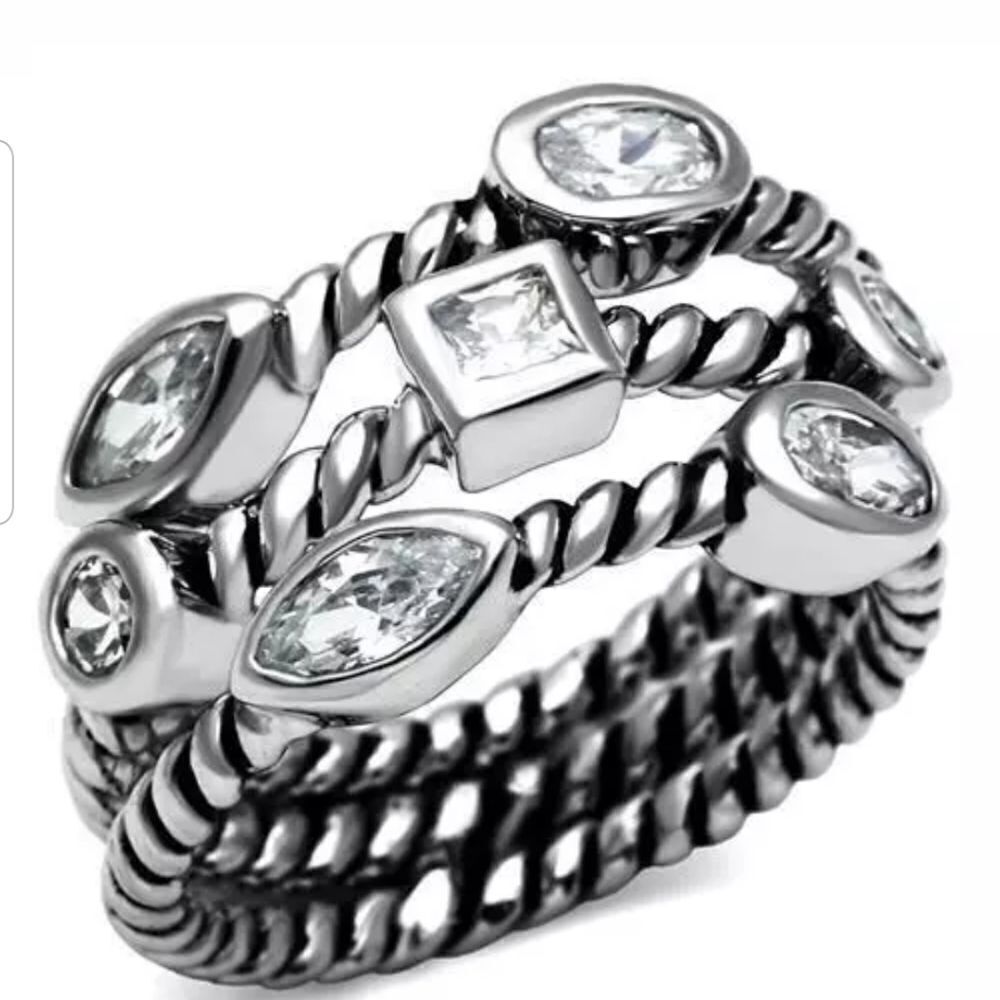CZ CABLE STYLE CONFETTI RING - Picture 5 of 5